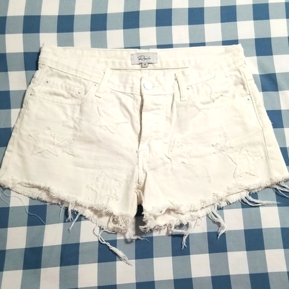 Rails Logan White Stars Distressed Denim Short - image 3